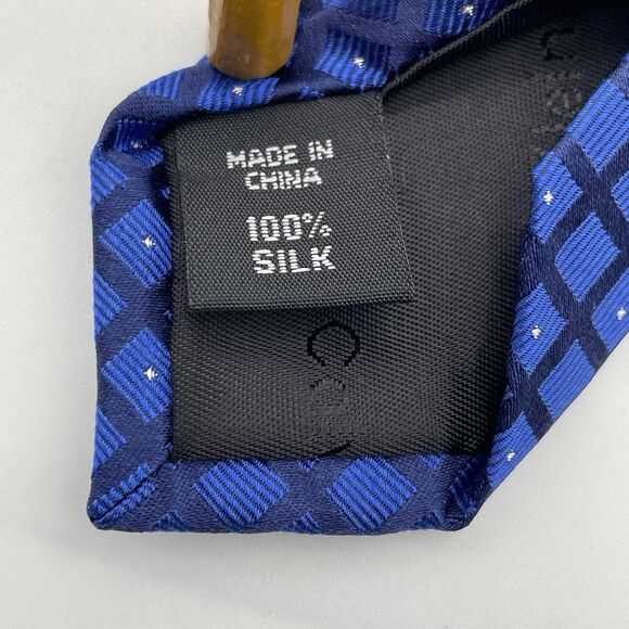 Calvin Klein Silk Blend Neckties Lot of 3 Blue Denim Window Pane Casual Elegant - Picture 15 of 16